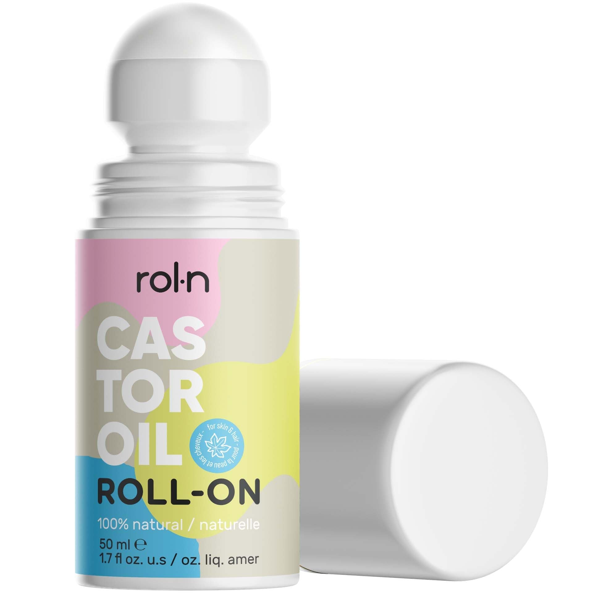 100% Cold-Pressed Roll-On Castor Oil for Skin, 50ml